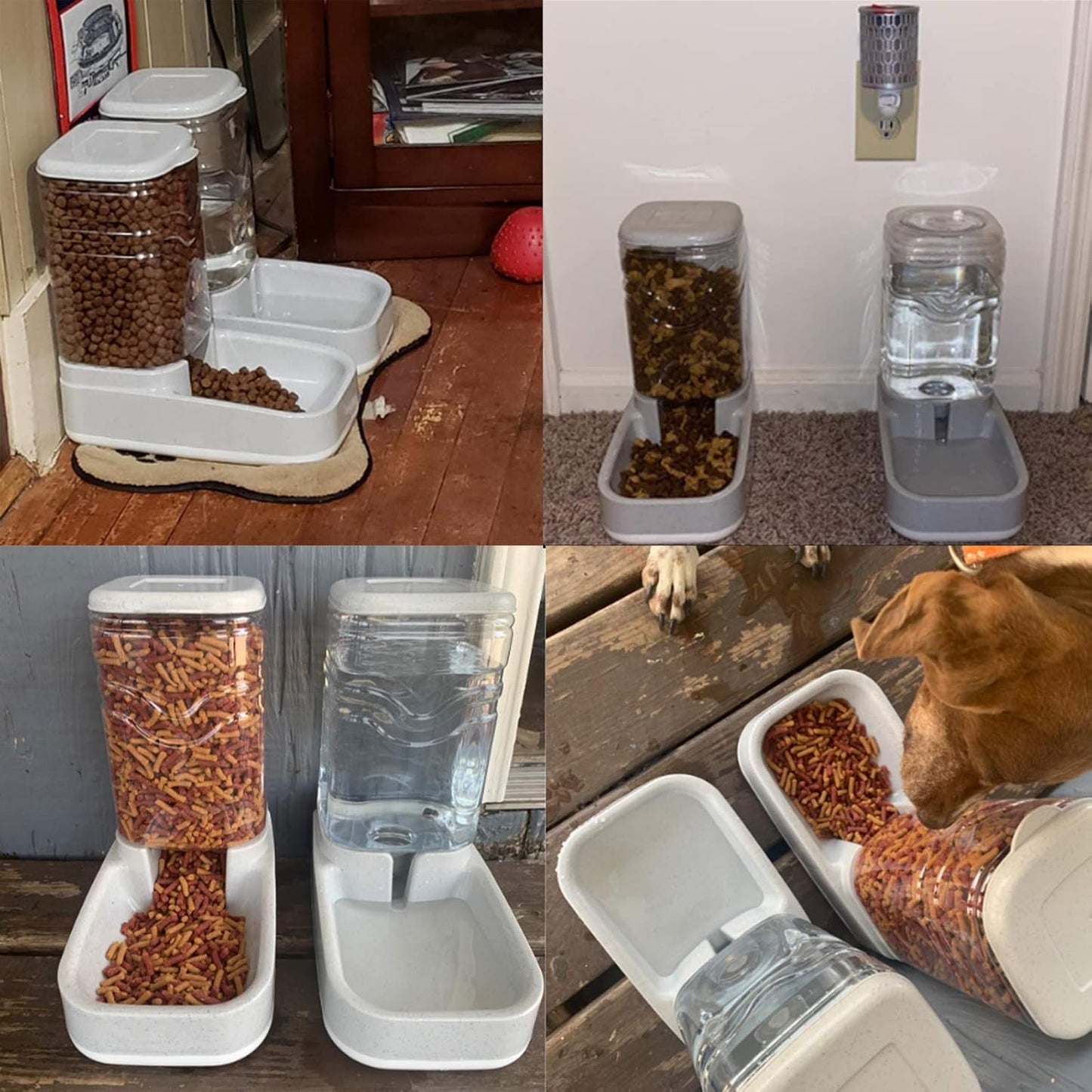 Automatic Pets Feeder and Water Dispenser Set, Dog Cat Gravity Food and Water Dispenser Set with Pet Food Bowl,Easily Clean, 3.8L, for Small Large Pets Puppy Kitten Rabbit