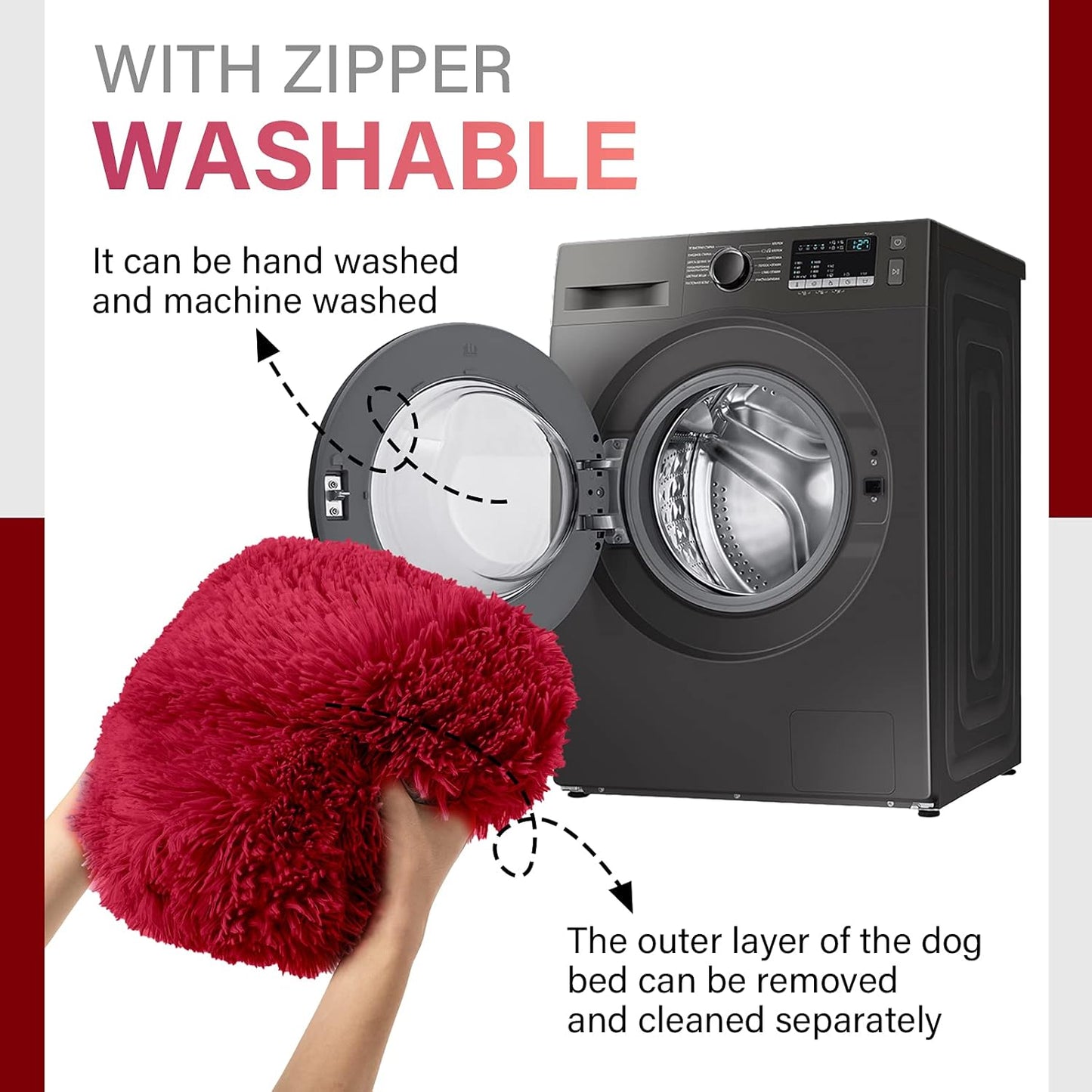 Donut Dog Bed,Washable Calming Pet Bed with Zip,Fluffy round Dog Beds& Furniture for Small Medium Large Dogs Cats