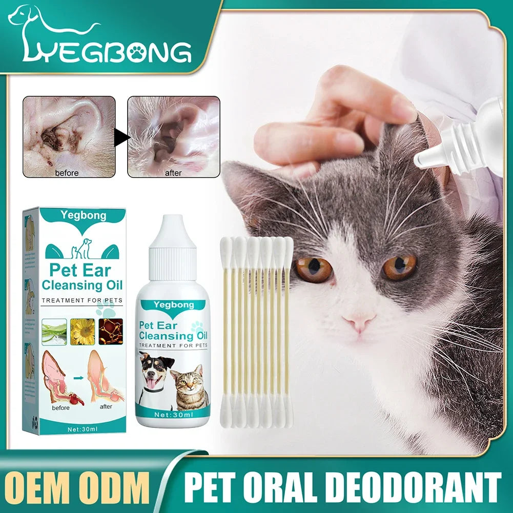 30Ml Dog Ear Cleaning Remove Mites Dog Ear Medicine Keep Canals Clean Cat Ear Deodorant Oil Anti-Ticks for Pet Cleaning Supplies