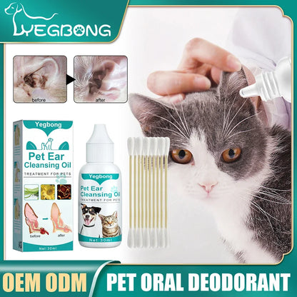 30Ml Dog Ear Cleaning Remove Mites Dog Ear Medicine Keep Canals Clean Cat Ear Deodorant Oil Anti-Ticks for Pet Cleaning Supplies