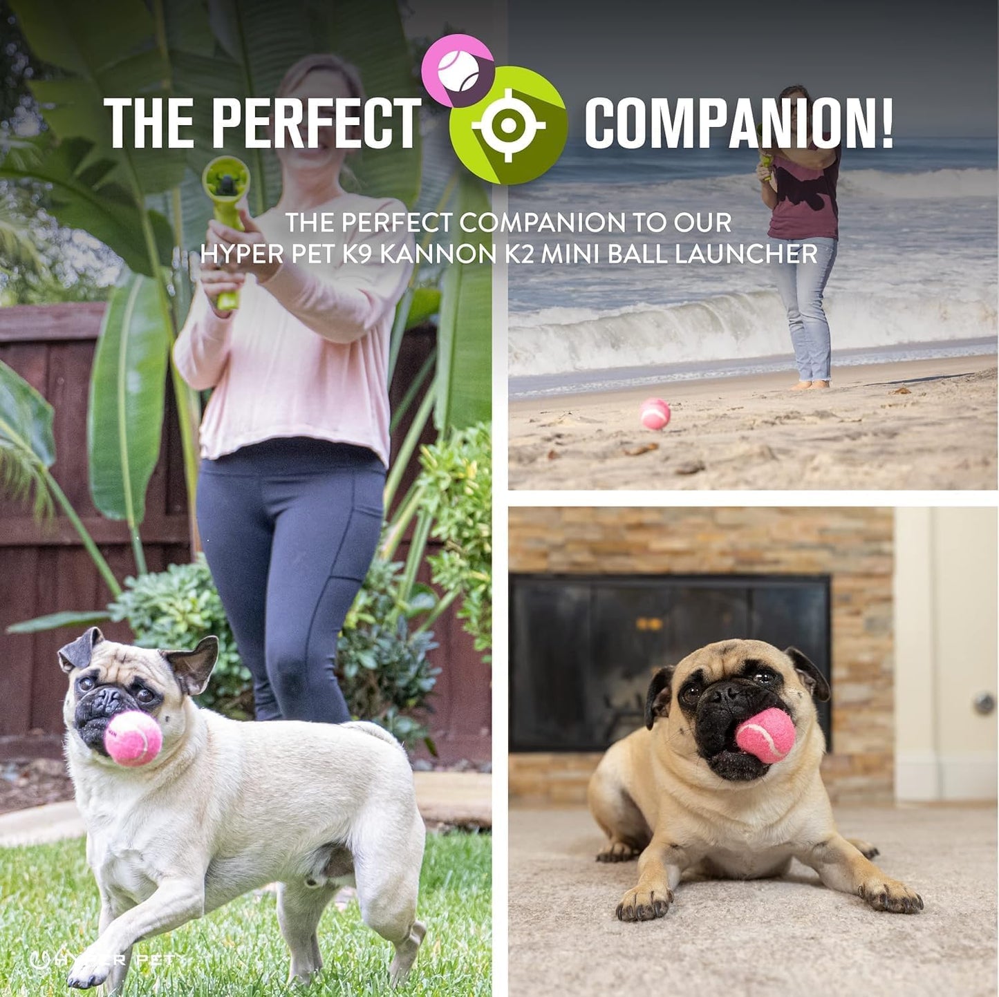 MINI Tennis Balls for Dogs (Safe Dog Ball Tennis Balls for Exercise & Training) Interactive Toys Work with  K9 Kannon MINI Dog Ball Launcher - 4 Pack Pink