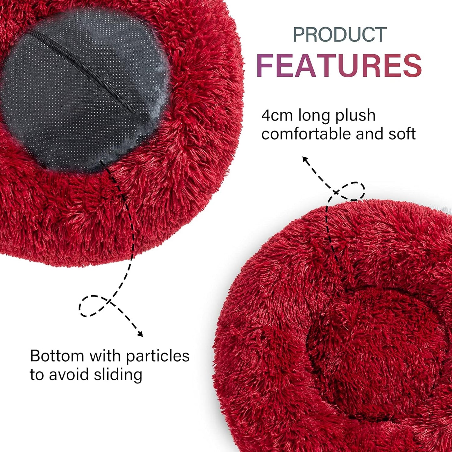 Donut Dog Bed,Washable Calming Pet Bed with Zip,Fluffy round Dog Beds& Furniture for Small Medium Large Dogs Cats