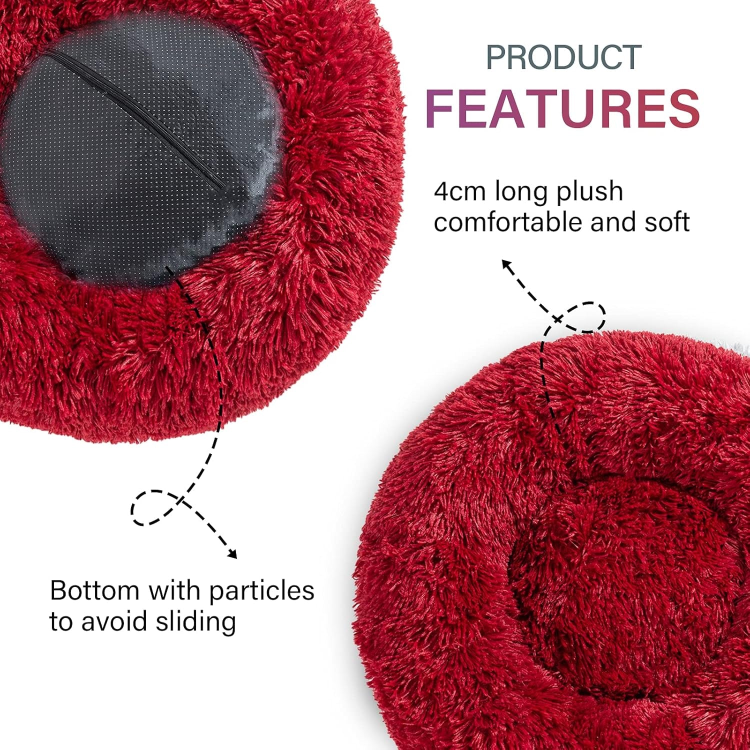 Donut Dog Bed,Washable Calming Pet Bed with Zip,Fluffy round Dog Beds& Furniture for Small Medium Large Dogs Cats