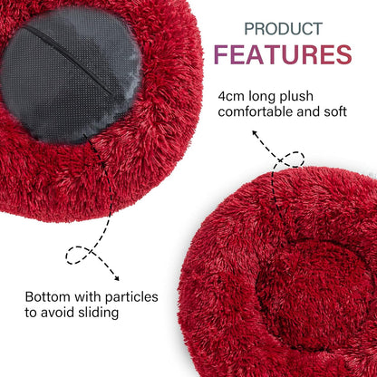Donut Dog Bed,Washable Calming Pet Bed with Zip,Fluffy round Dog Beds& Furniture for Small Medium Large Dogs Cats