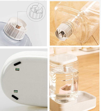 Automatic Pets Feeder and Water Dispenser Set, Dog Cat Gravity Food and Water Dispenser Set with Pet Food Bowl，Easily Clean, 3.8L, for Small Large Pets Puppy Kitten Rabbit