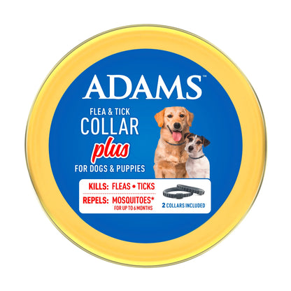 Flea & Tick Collar for Dogs & Puppies, 2 Pack, 12 Month Protection, Adjustable One Size, Kills Fleas, Ticks & Repels Mosquitoes, excluding California