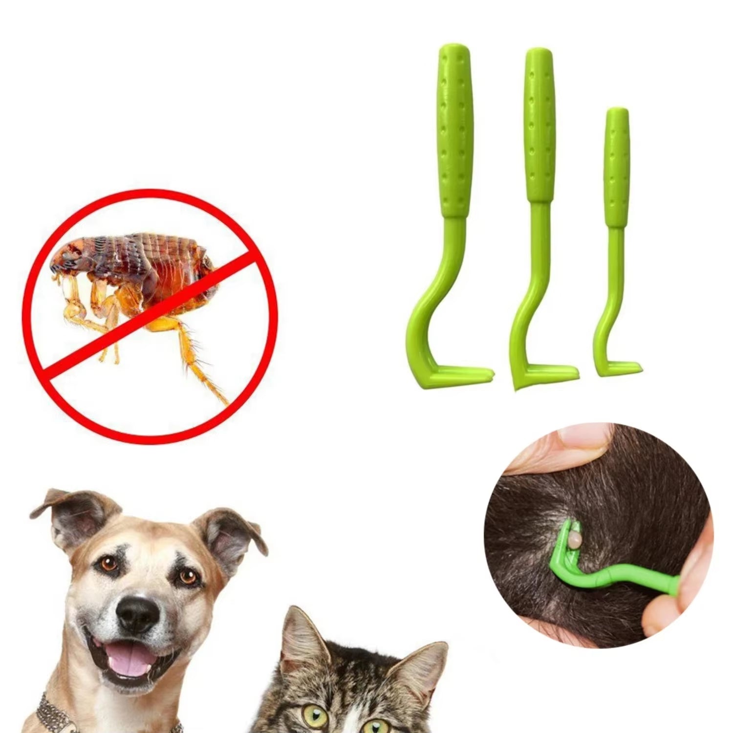 3Pcs Dog Tick Clip Pet Flea Removal Tool Lice Remover Hook Pet Grooming Supplies Kitten Comb Puppy Cleaning Supplies Tools