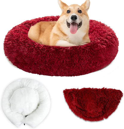 Donut Dog Bed,Washable Calming Pet Bed with Zip,Fluffy round Dog Beds& Furniture for Small Medium Large Dogs Cats