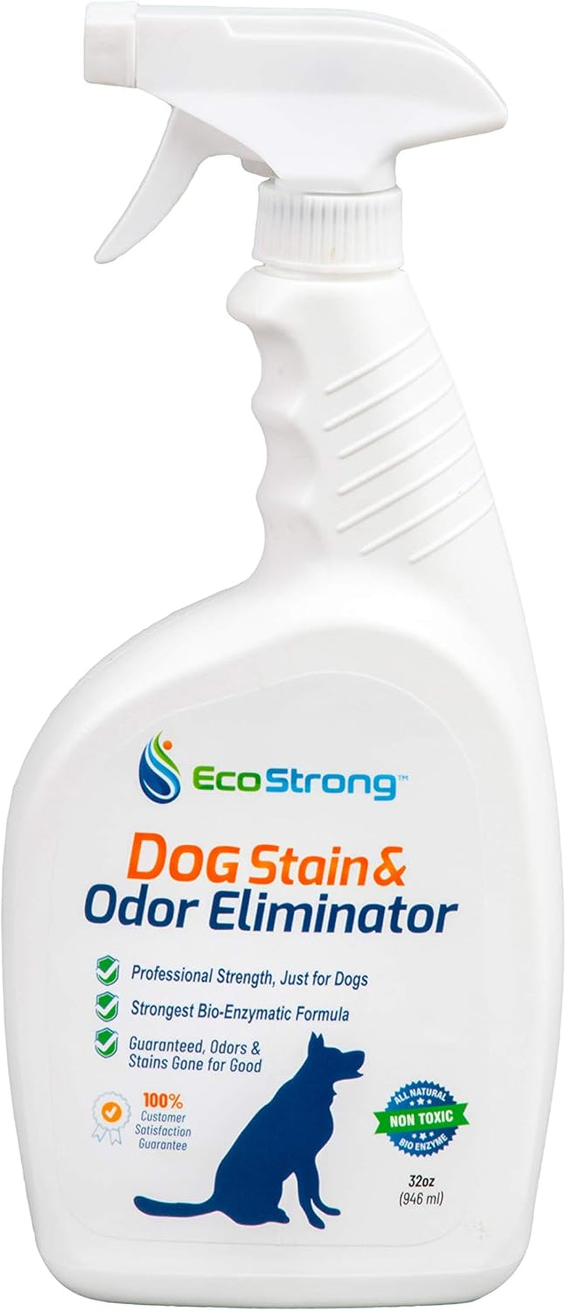 Dog Stain and Odor Eliminator Enzyme Cleaner | Removes Urine Smell in under 10 Seconds - Powerful Bioactive Solution for Carpet, Dog Beds, Furniture, Car Upholstery, Kennels (32Oz Spray)